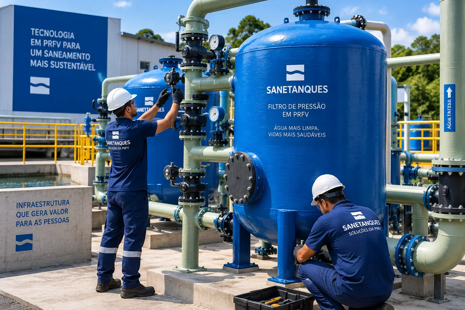 tecnicos instalando infra estrutura